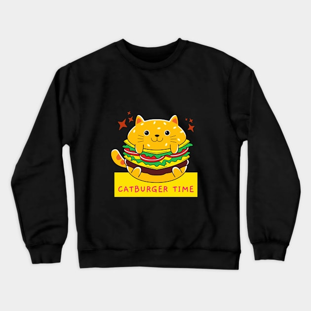 National Cheeseburger Day- Cute Catburger Crewneck Sweatshirt by Rhythmic Designs